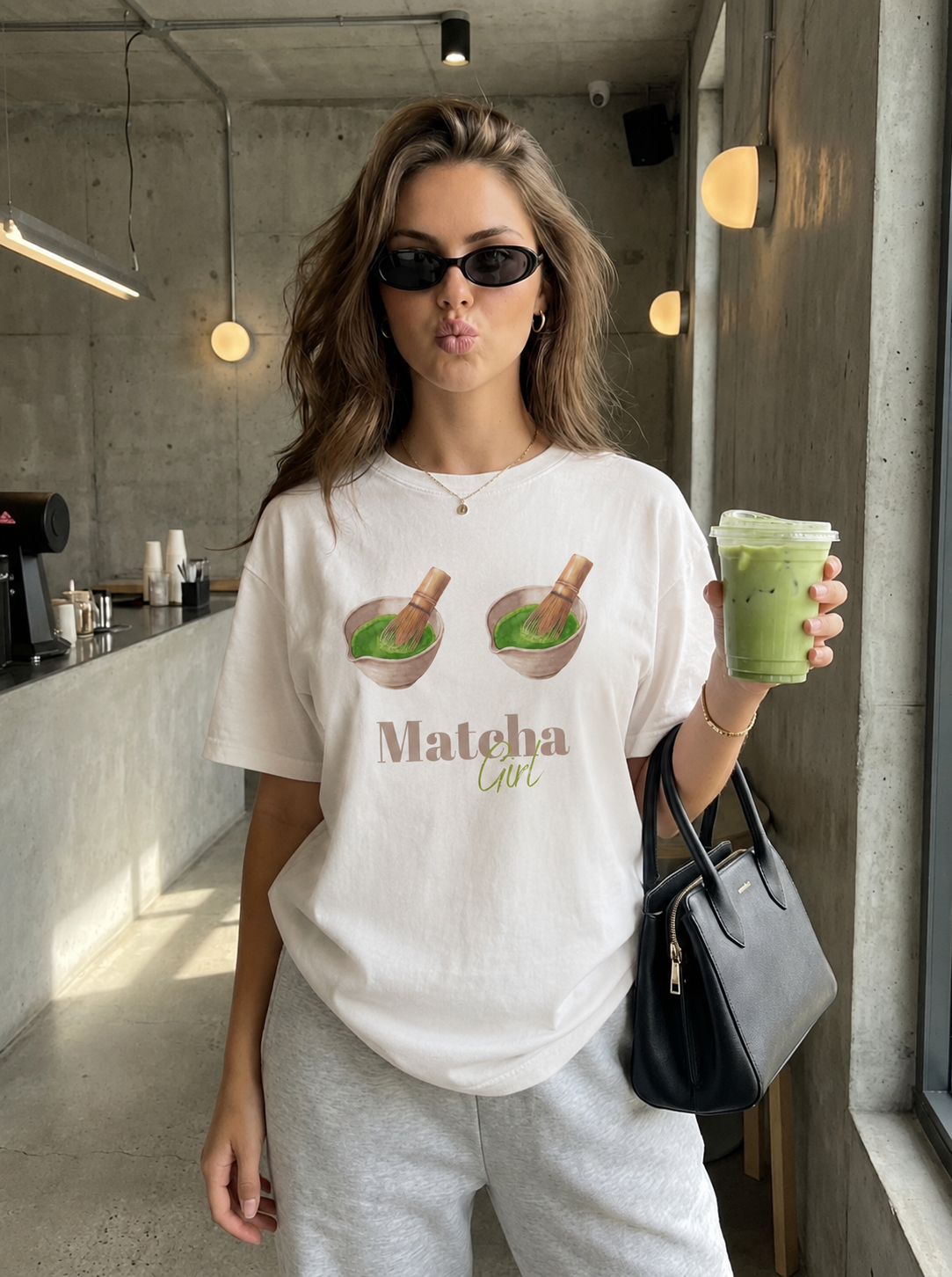 Koszulka oversize „matcha addict” - obrazek 3